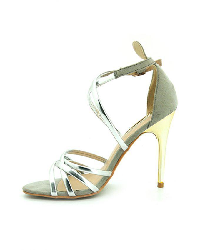 Hochzeit - BATA Marie Claire - Open Silver Toe Ankle Straps Heels Shoes