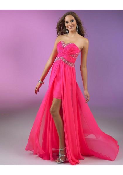 Hochzeit - Sleeveless Pink Sweetheart High Low A Line Cocktail Dress