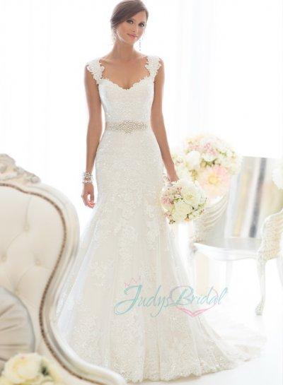 Hochzeit - JOL220 new romance off shoulder lace trumpet wedding brides gown