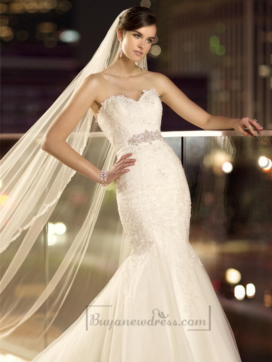 Свадьба - Fit and Flare Sweetheart Lace Appliques Wedding Dresses