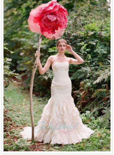 زفاف - JOL246 perfect strapless organza ruffles bottom trumpet wedding dress