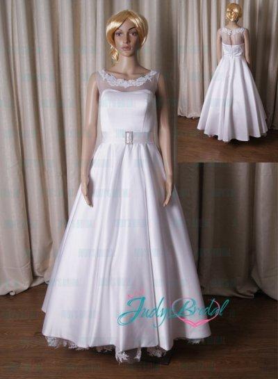 Wedding - LJ187 1950s vintage inspired ankle length white wedding dress