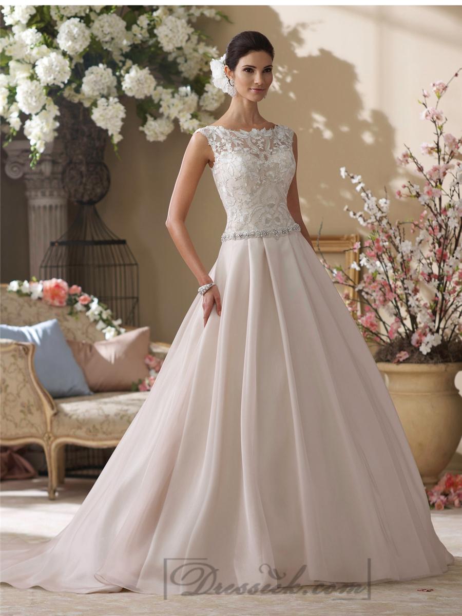 Wedding - Illusion and Scalloped Lace Bateau Neckline A-line Wedding Dresses