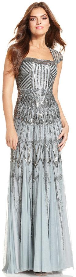 Wedding - Adrianna Papell Cap-Sleeve Embellished Gown