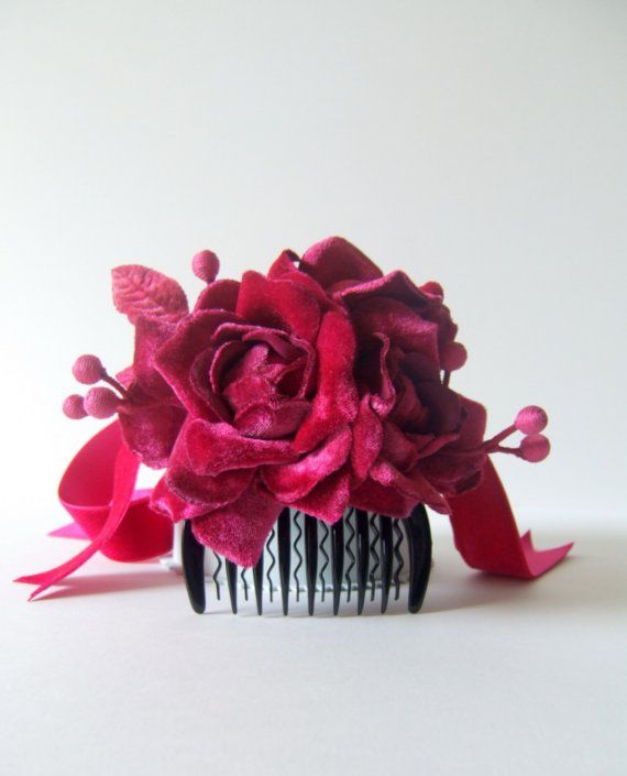 Hochzeit - Perfect,Perky,Playful Pink- Rose Flower Hair Comb