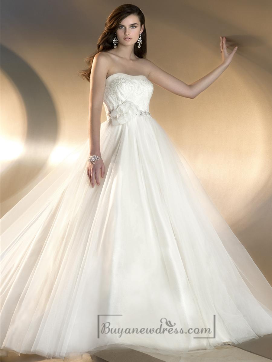 Hochzeit - Strapless A-line Designer Wedding Dresses