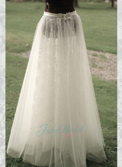 زفاف - JS403 soft tulle over lace long bridal wedding skirts