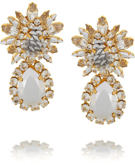 زفاف - Shourouk Comet gold-plated, Swarovski crystal and sequin clip earrings