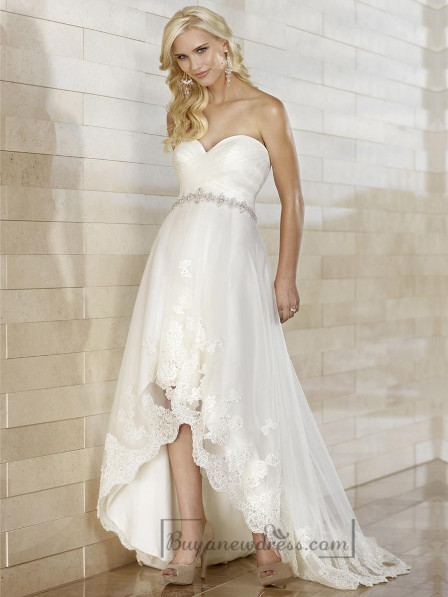Hochzeit - Gorgeous Slim High-low Sweetheart Ruched Bodice Wedding Dresses