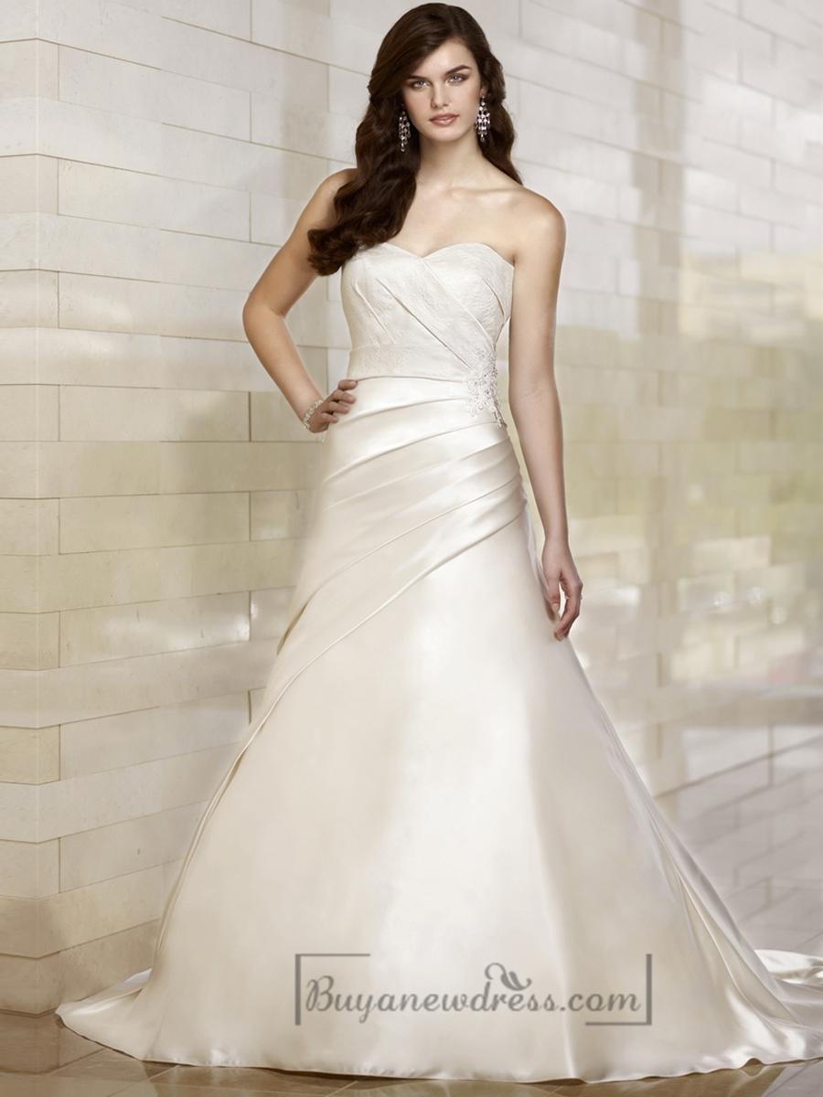 Hochzeit - Stunning Trumpet Sweetheart Wedding Dresses with Asymmetrical Pleated Skirt