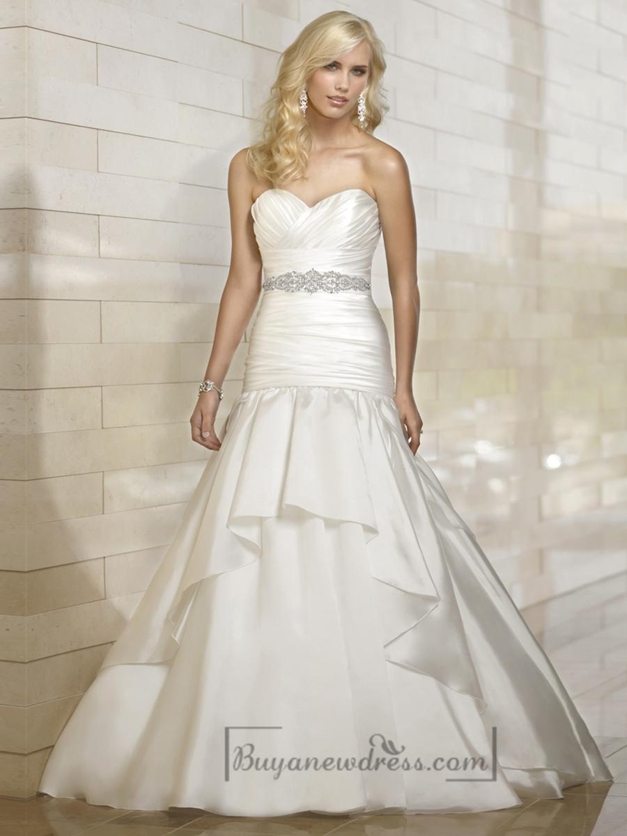 Hochzeit - Organza Fit and Flare Cross Sweetheart Pleated Wedding Dresses with Tiered Skirt