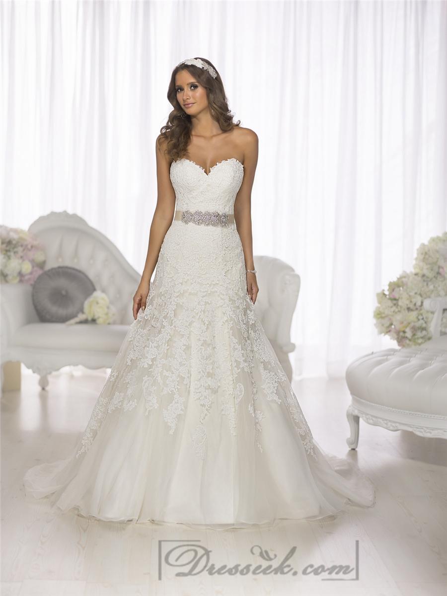 Hochzeit - Gorgeous Vintage Sweetheart A-line Lace Over Wedding Dresses