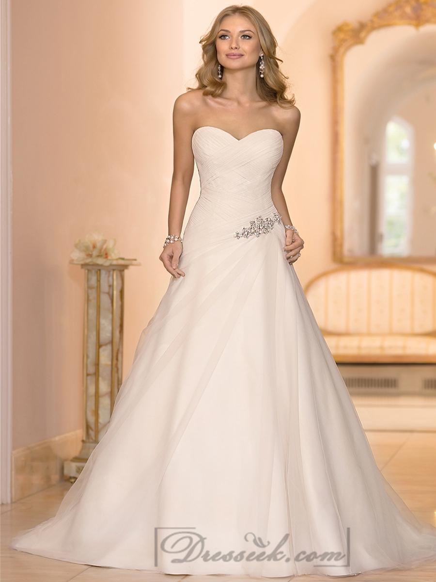 زفاف - Sweetheart Cross Asymmetrical Ruched Bodcie A-line Wedding Dresses