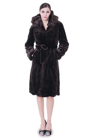 زفاف - Faux dark purple mink cashmere with hood women middle coat