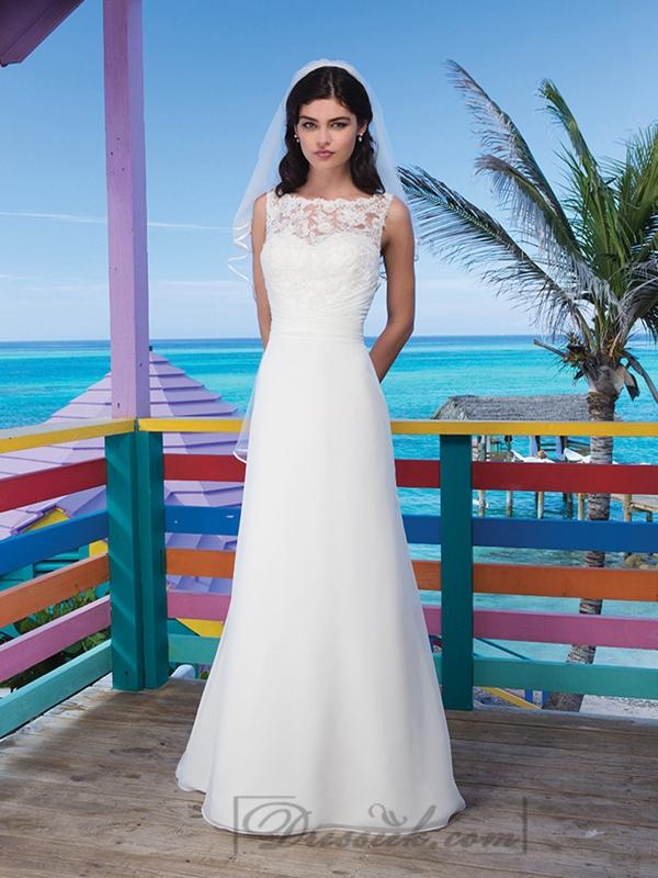 زفاف - Chiffon Modified Criss-Cross Pleated Cummerbund A-Line Wedding Dresses