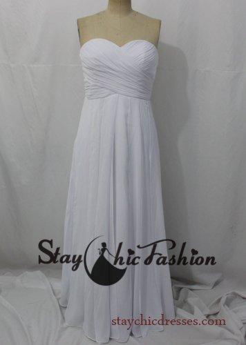 زفاف - White Strapless Pleated Crisscross Top Long Chiffon Fringe Prom Dress 2015