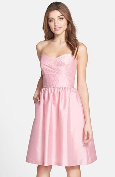 Mariage - Alfred Sung Strapless Satin Fit & Flare Dress
