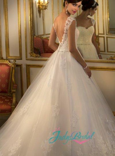 زفاف - JW15021 Film inspired cap sleeved lace ball gown wedding dress