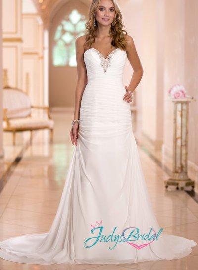Mariage - JW15023 simple sweetheart sheath chiffon beach wedding dress