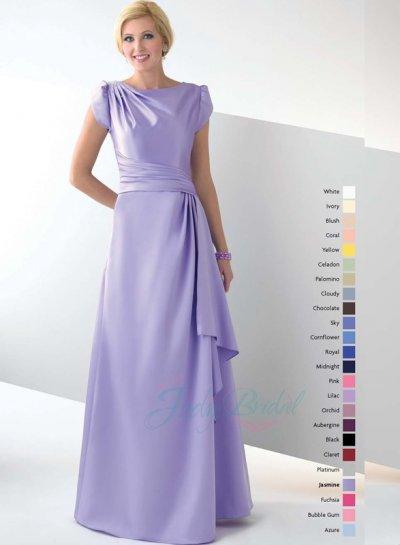 زفاف - LJ14144 purple lanvender a line short sleeved long mother of bride dress