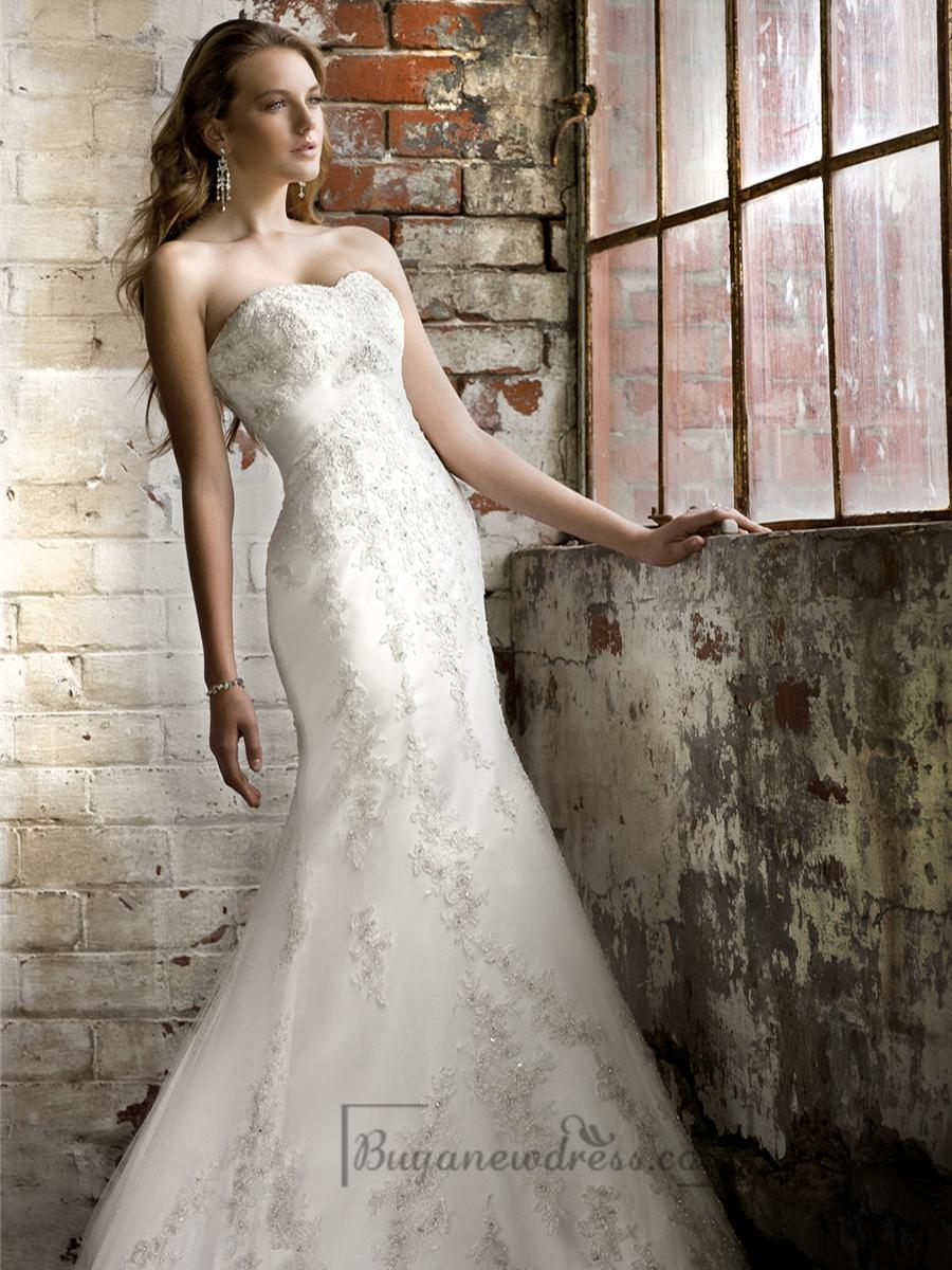 Свадьба - Elegant Sweetheart Trumpet Lace Appliques Wedding Dresses