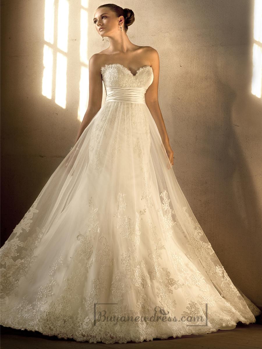 زفاف - Gorgeous Sweetheart A-line Lace Over Empire Wedding Dresses