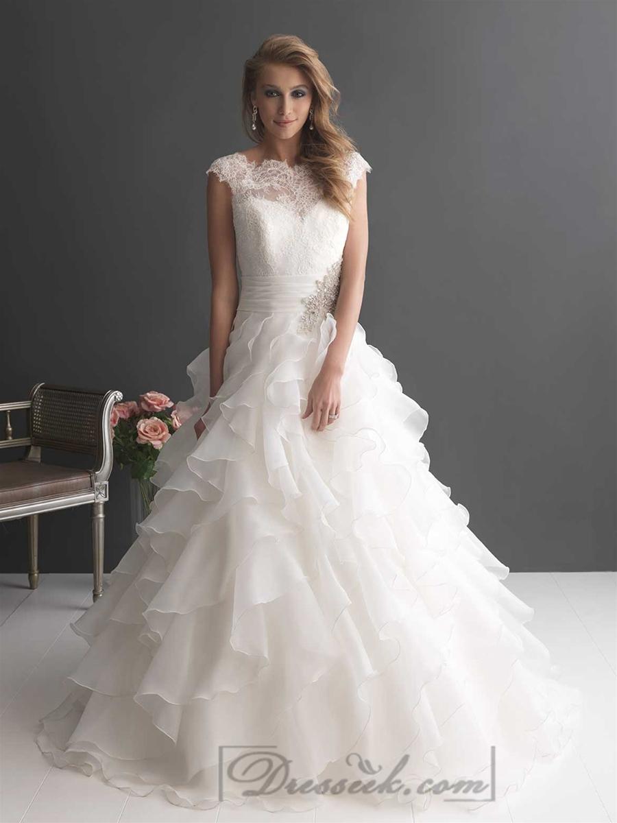 زفاف - http://www.dresseek.com/images/v/201310/cap-sleeves-ruffled-layered-ball-gown-wedding-dress-with-ruched-band-1310161026-1.jpg