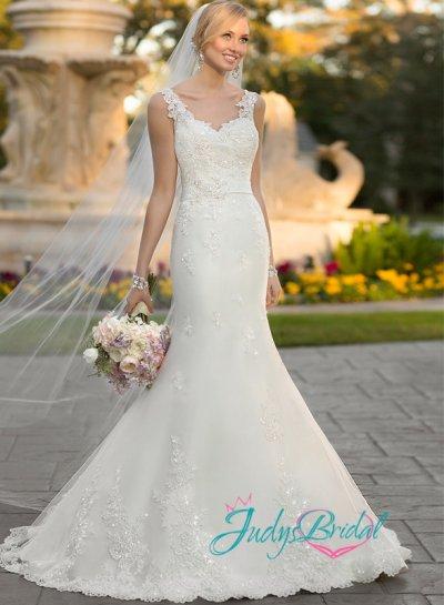 Wedding - JW15026 sexy strappy open back lace flare mermaid wedding dress