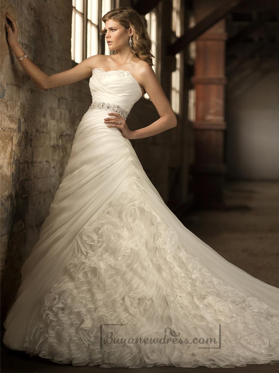 Свадьба - Unique Organza Sweetheart Roched Bodice A-line Wedding Dresses