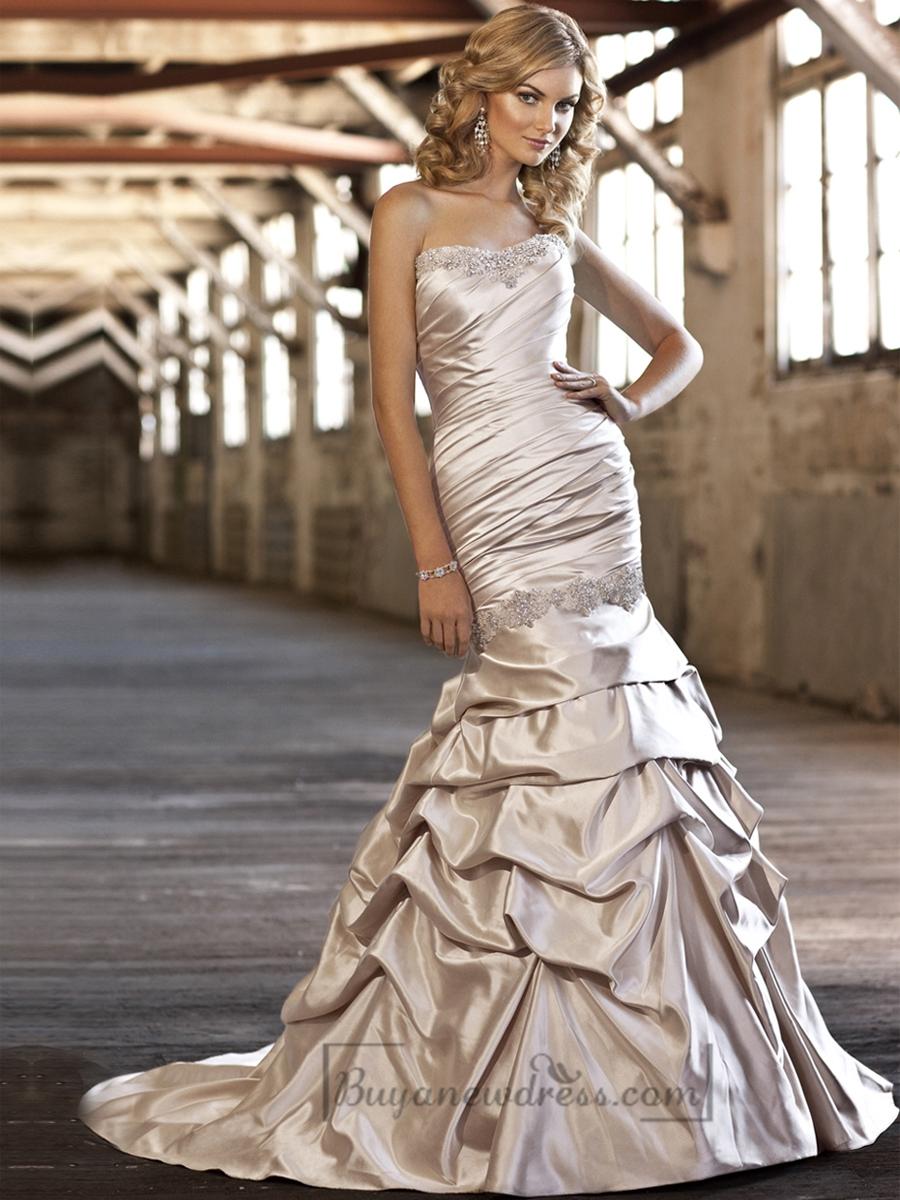 زفاف - Flattering Trumpet Beaded Sweetheart Ruched Bodice Wedding Dress
