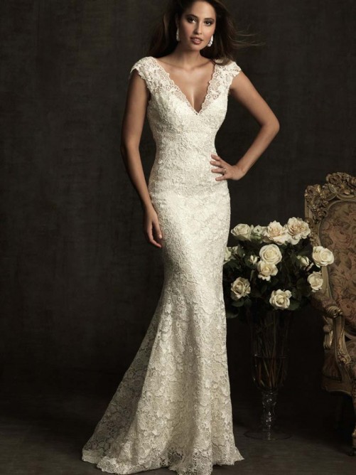 Mariage - Elegant 2015 UK Short Sleeveless Lace Bridal Gowns