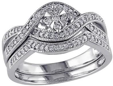 زفاف - 1/3 CT. T.W. Diamond Bridal Ring Set in 10K White Gold (GH I2-I3)