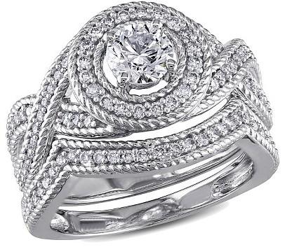 Wedding - 1 CT. T.W. Diamond Bridal Ring Set in 14K White Gold (GH I1-I2)