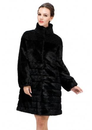 زفاف - Faux mink fur and cashmere with astrakhan middle women coat