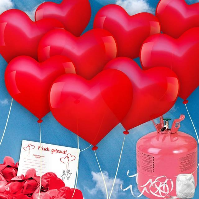 زفاف - Luftballons steigen lassen - rote Herzballons