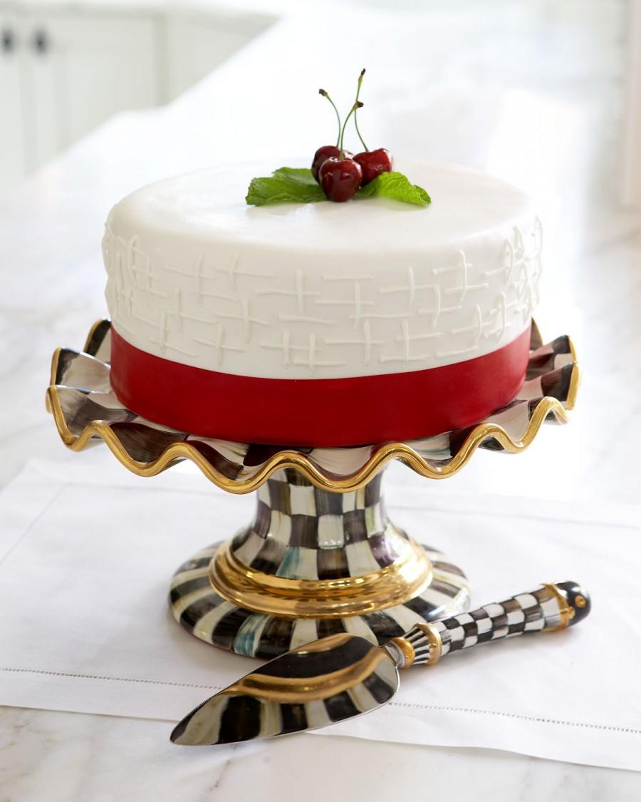 زفاف - MacKenzie-Childs				 		 	 	   				 				Courtly Check Cake Server & Stand