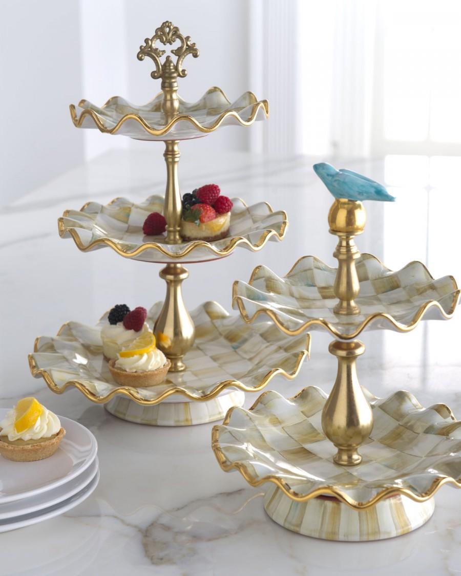 Mariage - MacKenzie-Childs				 		 	 	   				 				Parchment Check Tiered Stands