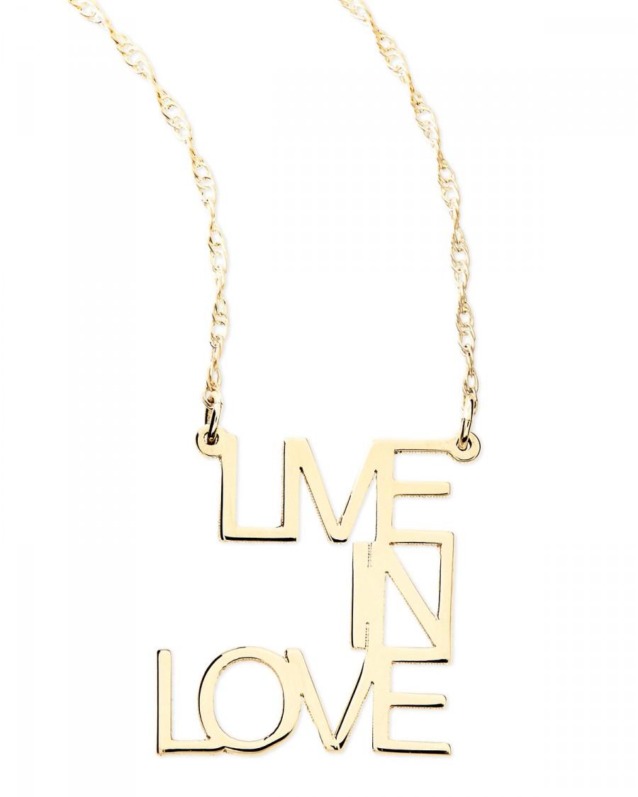 زفاف - Jennifer Zeuner				 		 	 	   				 				18k White Gold Vermeil Live In Love Necklace