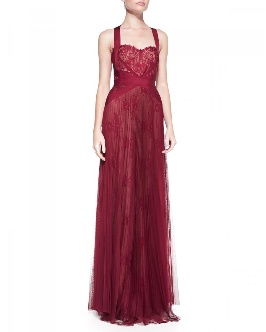 Wedding - Notte by Marchesa				 		 	 	   				 				Lace-Overlay Tulle Halter Gown