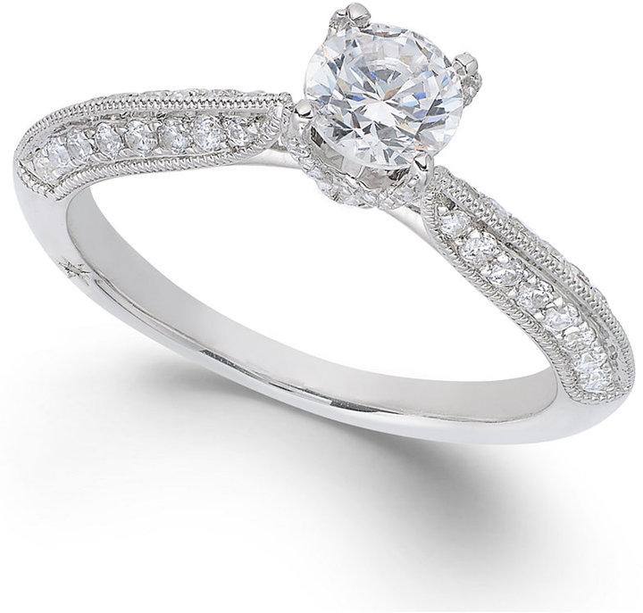 Mariage - Marchesa Certified Diamond Engagement Ring in 18k White Gold (7/8 ct. t.w.)