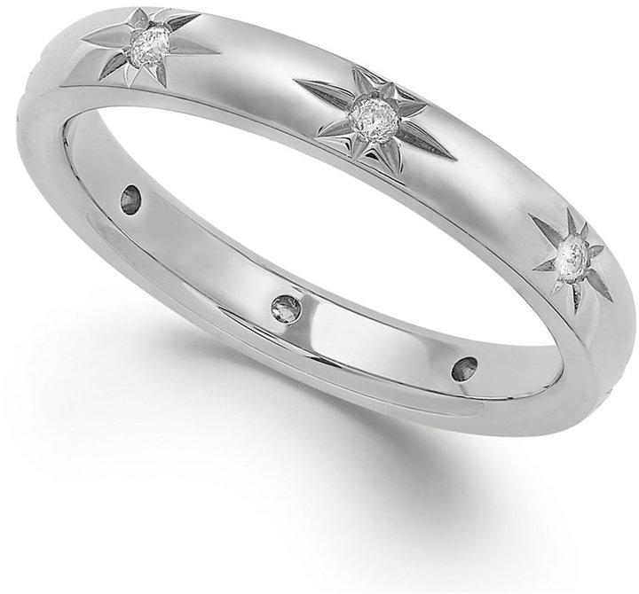 Hochzeit - Marchesa Diamond Star Wedding Band in 18k White Gold (1/8 ct. t.w.)
