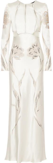 Hochzeit - Alexander McQueen Embroidered satin-twill gown