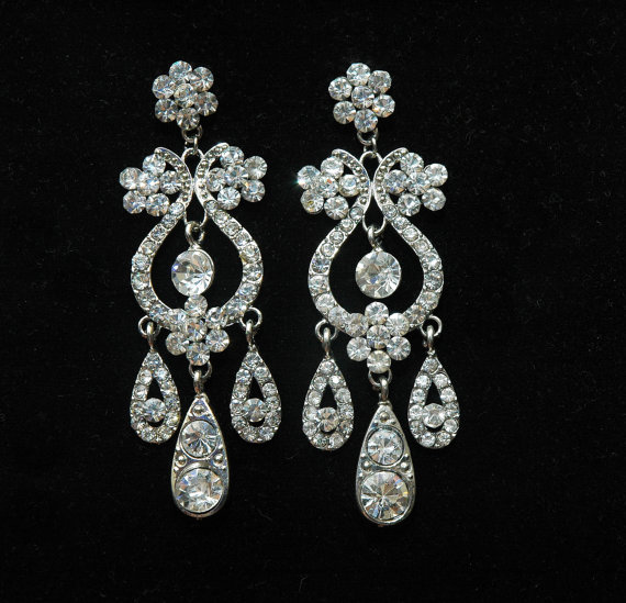 Mariage - Art Deco Wedding Earrings,Crystal Earrings,Jewelry,Rhinestone Earrings,Women,Gifts for her,Cyber Monday,Gifts for Her