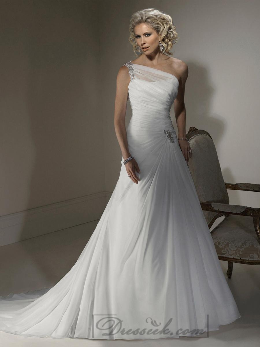 Mariage - A-line Wedding Dresses with One Shoulder Neckline and Corset Closure