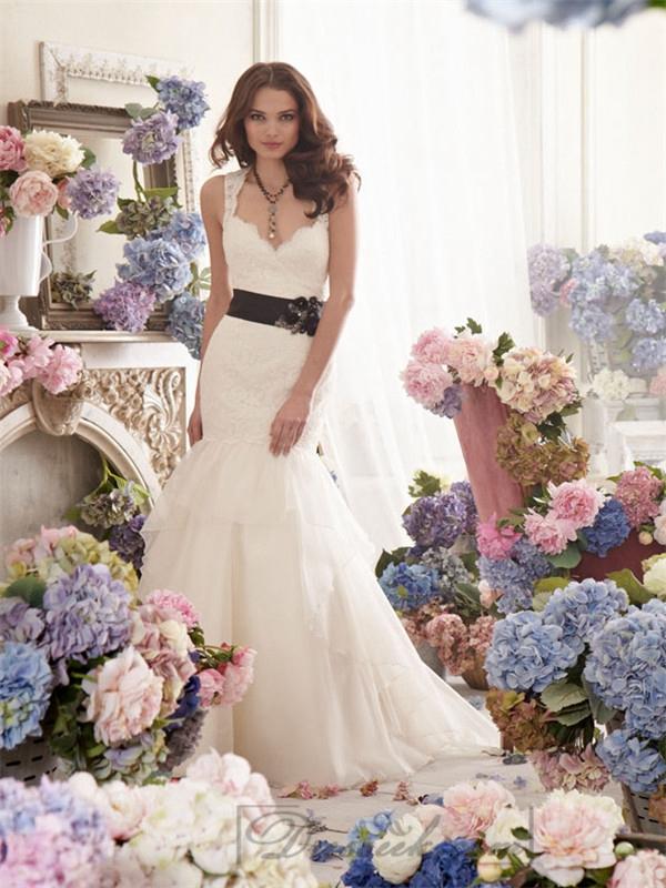 زفاف - Straps A-line Sweetheart Keyhole Back Lace Wedding Dresses