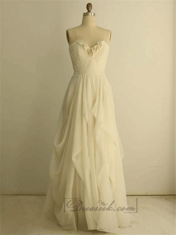 Mariage - Organza Soft Silk Sweetheart Pleated Column Wedding Dresses