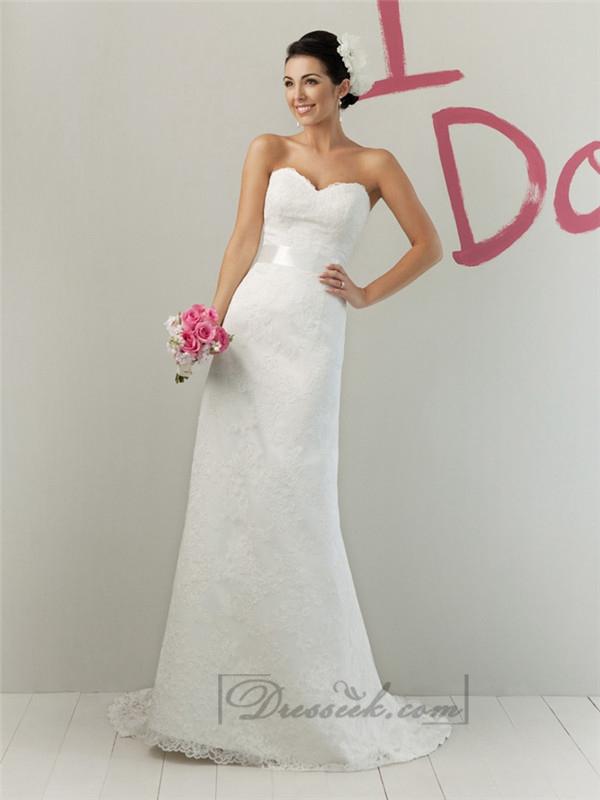 Hochzeit - Impression Strapless A-line Sweetheart Modified Lace Wedding Dresses