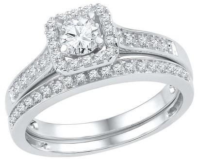 Hochzeit - 1/2 CT. T.W. Round Diamond Prong Set Bridal Ring in 10K White Gold