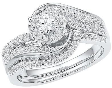 زفاف - 1/2 CT. T.W.  Round Diamond Prong Set Bridal Ring in 10K White Gold