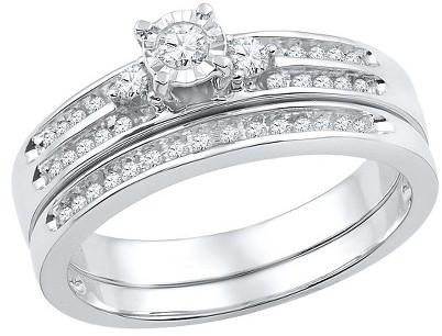 Свадьба - 1/4 CT. T.W. Round Diamond Prong, Miracle and Nick Set Bridal Ring in 10K White Gold